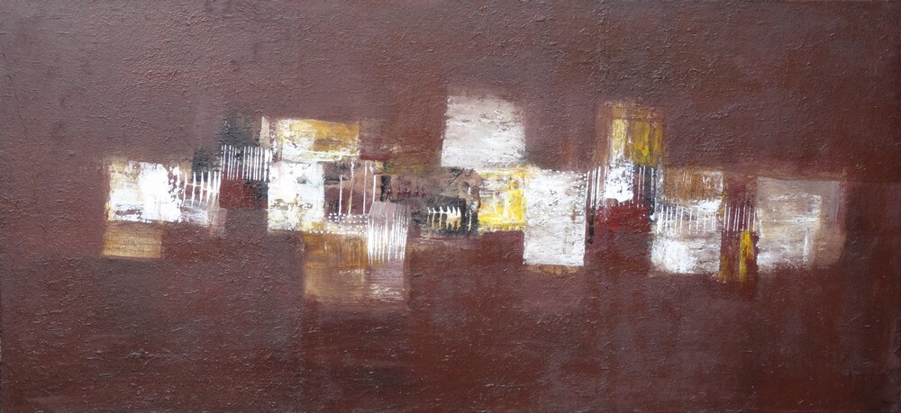 Tableau contemporain horizontal marron-130x60 cm- Suarsa