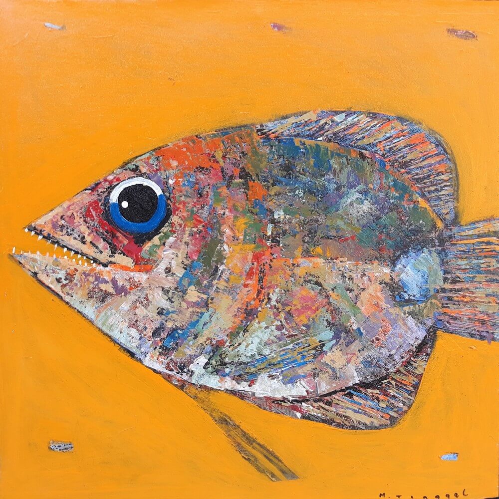 Peinture sur cadre gros poisson format 70x70 cm