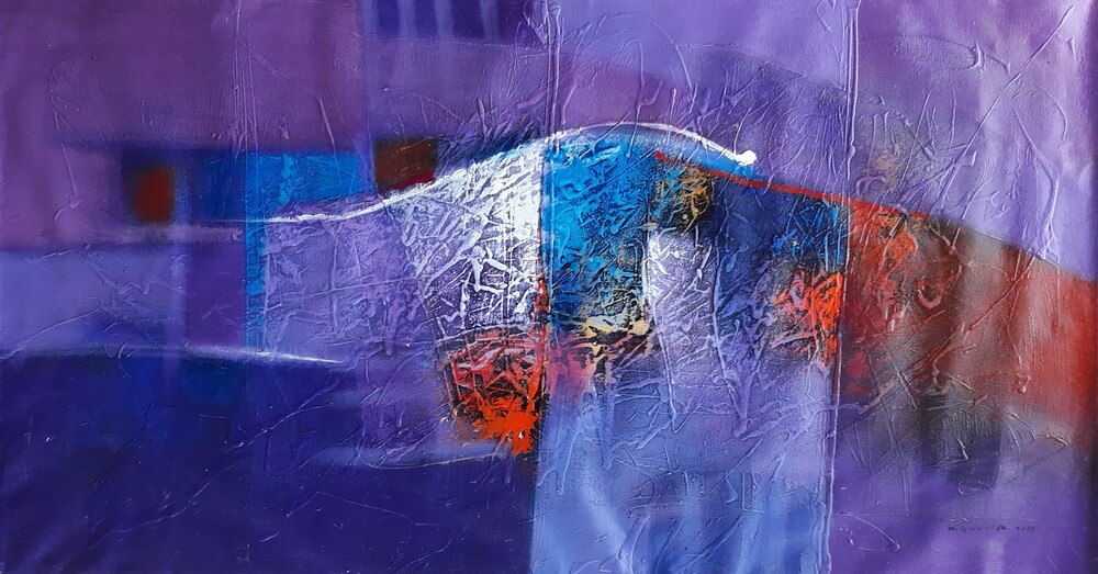 Tableau ton violet 150x80 cm