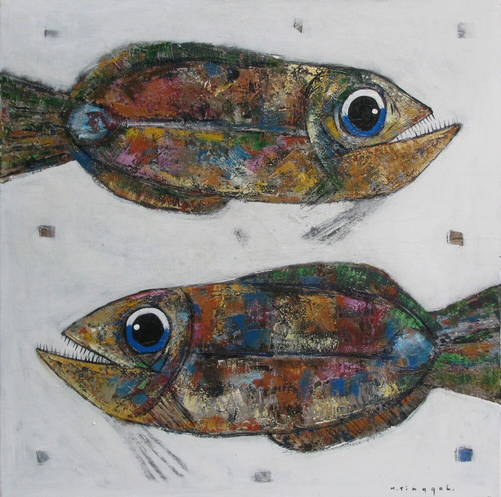 Tableau poissons fond blanc