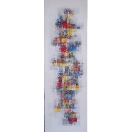 TABLEAU ABSTRAIT BLANC VERTICAL - 50x150 cm