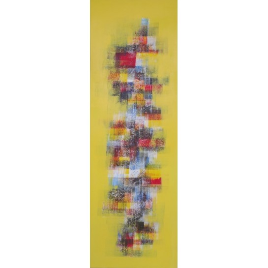 TABLEAU ABSTRAIT JAUNE VERTICAL - 50x150 cm