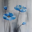 Tableau carré fleurs bleues - 70x70 cm
