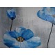 Tableau carré fleurs bleues - 70x70 cm