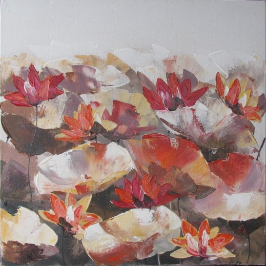 Tableau carré déco fleurs Nymphéas- 70x70 cm