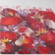 Tableau carré déco fleurs rouges- 70x70 cm