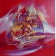 Peinture voilier abstrait rouge- 60x60 cm