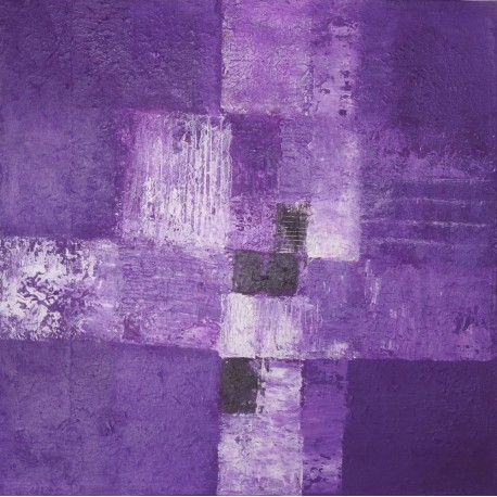 Tableau abstrait contemporain ton violet - 50x50 cm
