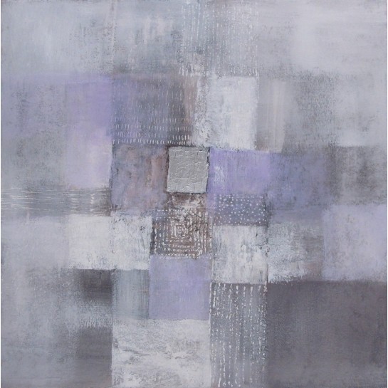 Tableau abstrait déco tendance gris- 90x90 cm