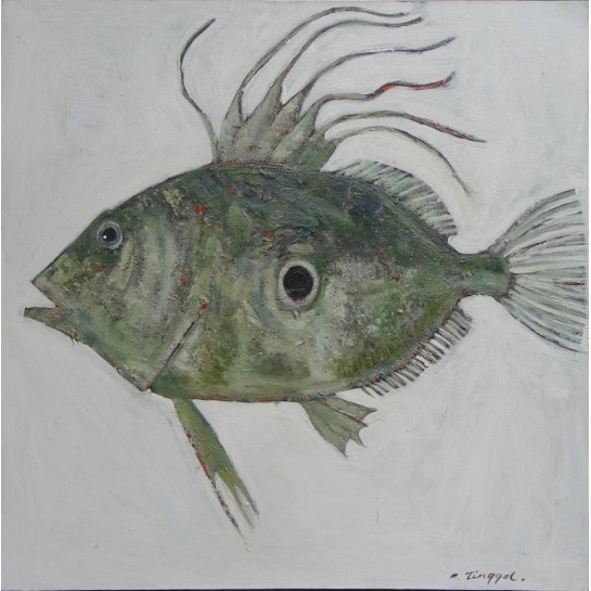 Peinture figurative poisson Saint-Pierre- 80x80 cm