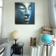 Tableau Bouddha à tête bleu, peinture à l'huile 90x100 cm, toile unique