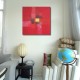 Toile contemporaine carrée rouge -90x90 - Peintre Suarsa