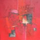 Tableau abstrait style contemporain à dominante rouge- 90x90 cm- Suwitra