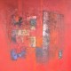 Tableau carré abstrait style contemporain rouge- 130x130 cm- Suwitra