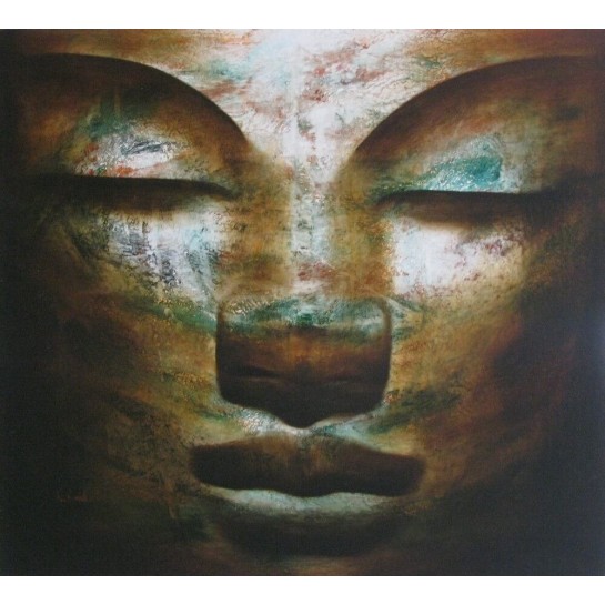 Tableau Bouddha zen- peinture à l'huile- format 100x90 cm