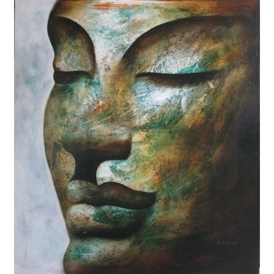 Portrait de Bouddha Tableau peinture à l'huile 90x100 cm