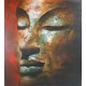 Peinture Bouddha Zen sur fond rouge peinture à l'huile 90x100 cm