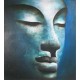 Tableau Bouddha à tête bleu, peinture à l'huile 90x100 cm, toile unique