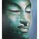 Peinture originale Bouddha tons bleu et vert d'eau 90x100 cm