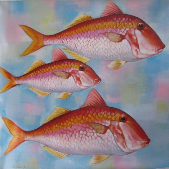 Poissons rougets- Tableau 100x100 cm