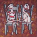 Peinture naïve enfants sur des chaises- 100x100 cm