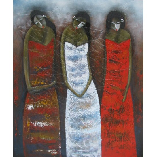 Tableau-Femmes en sarong- 120x100 cm