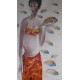 Toile verticale -Femme avec poisson- 140x80 cm