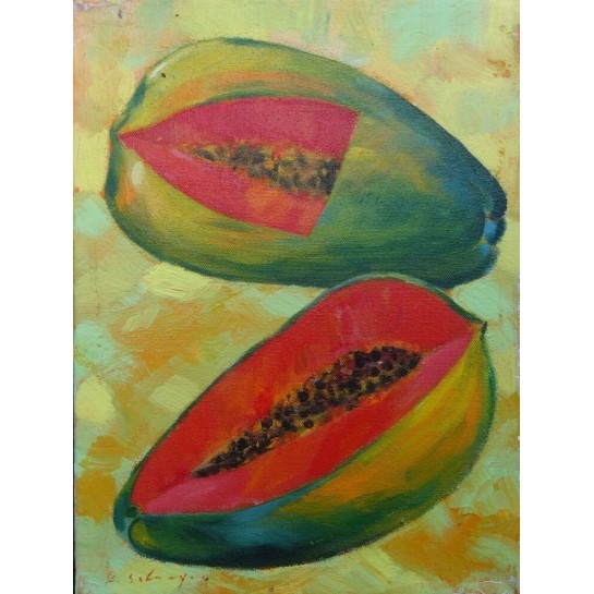 Mini peinture fruit Papaye- 40x30 cm