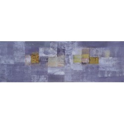 Tableau abstrait horizontal gris violet doré 150x50 cm Suarsa