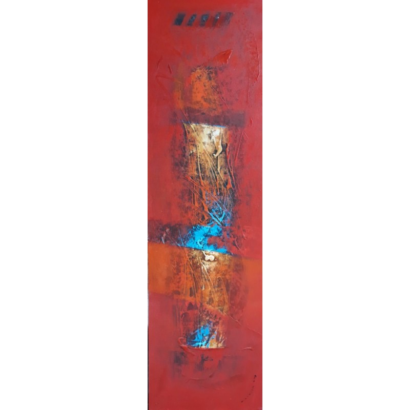 Tableau déco vertical - Peinture abstraite moderne - Acrylique sur toile  37x75cm