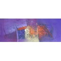 Tableau horizontal abstrait décoratif violet 100x40 cm