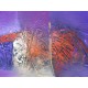 Tableau abstrait violet horizontal 100x40 cm
