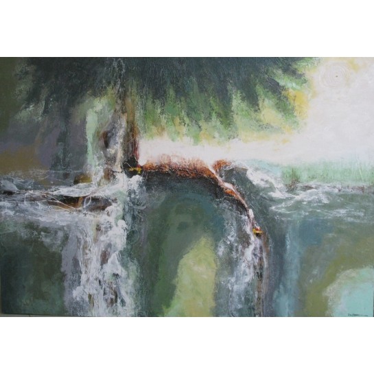 Waterfall Tableau abstrait panoramique 200x140 - Dex Kusuma