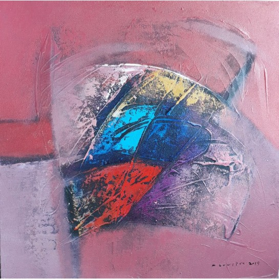 Tableau décoratif carré rouge-rose 60x60 cm