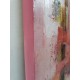 Grande toile abstraite verticale rose pastel 100x40 cm