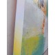 Peinture abstraite vertical blanc jaune et bleu 120x40 cm
