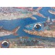 Peinture banc de poissons grand format fond bleu océan 180x90 cm