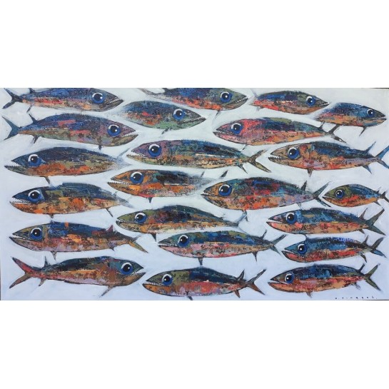 Tableau poissons de mer 160x90 cm