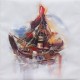 Cadre peinture abstraite bateau 100x100 cm