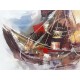Cadre peinture abstraite bateau 100x100 cm