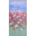 Peinture florale et montagne 120x60 cm