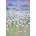 Fleurs et montagnes-Tableau déco murale vertical -120x80 cm