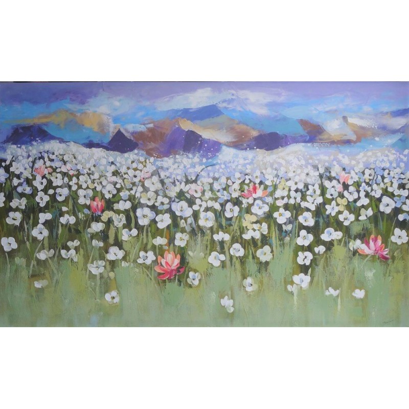 Tableau mural Image sur Plexiglas® 125x50 Paysage Montagnes Fleurs 