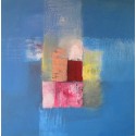 Tableau bleu azur abstrait carré -80x80- Suarsa