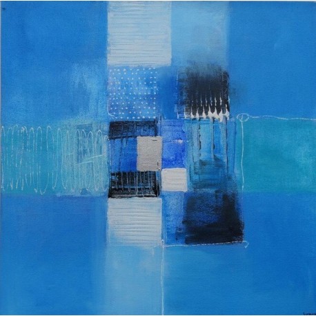 Petite toile bleue tendance 40x40 cm