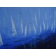 Tableau voiliers blancs régate sur mer bleue foncée 160x90 cm