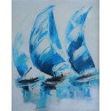 Déco mer bateaux sous spi bleu blanc 60x40 cm