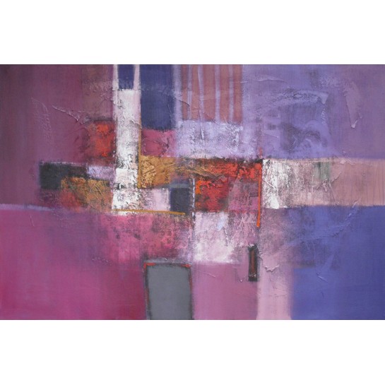 Tableau abstrait moderne horizontal violet pourpre 150x100cm