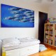 Tableau fresque taille XL 200x100 cm banc de poissons mer bleue