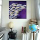 Tableau décoratif violet poissons 100x100 cm